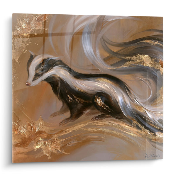 Quadro Tasso dorato con scia vorticosa - Soffio ambrato - Edizione Tasso