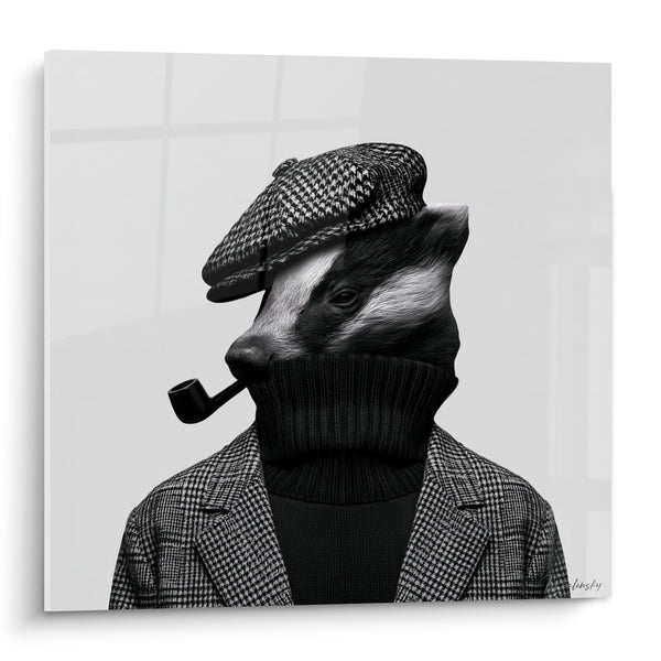 Tableau Blaireau en casquette à carreaux - Allure de gentleman - Edition Blaireau