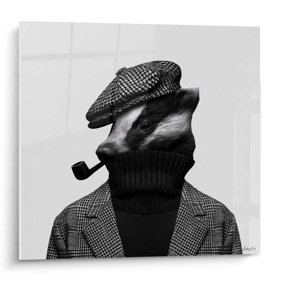 Tableau Blaireau en casquette à carreaux - Allure de gentleman - Edition Blaireau