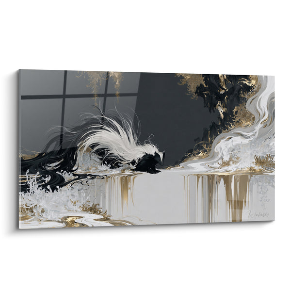 Tableau Blaireau noir et doré aux mèches fluides - Tempête nocturne - Edition Blaireau