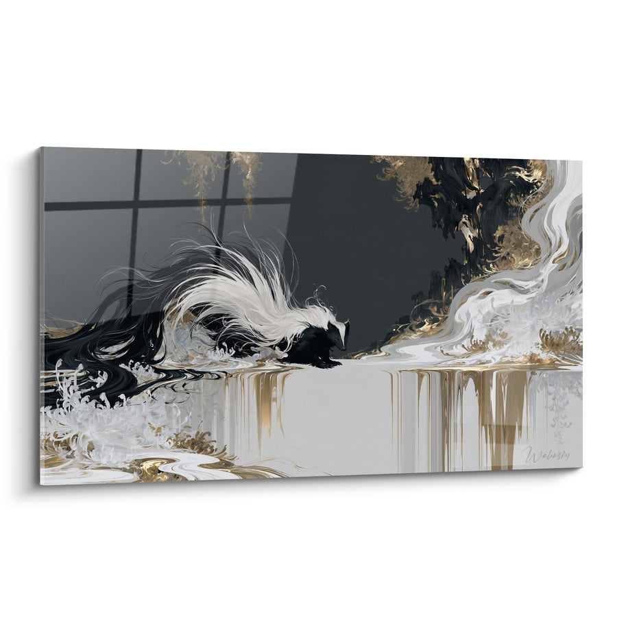 Tableau Blaireau noir et doré aux mèches fluides - Tempête nocturne - Edition Blaireau