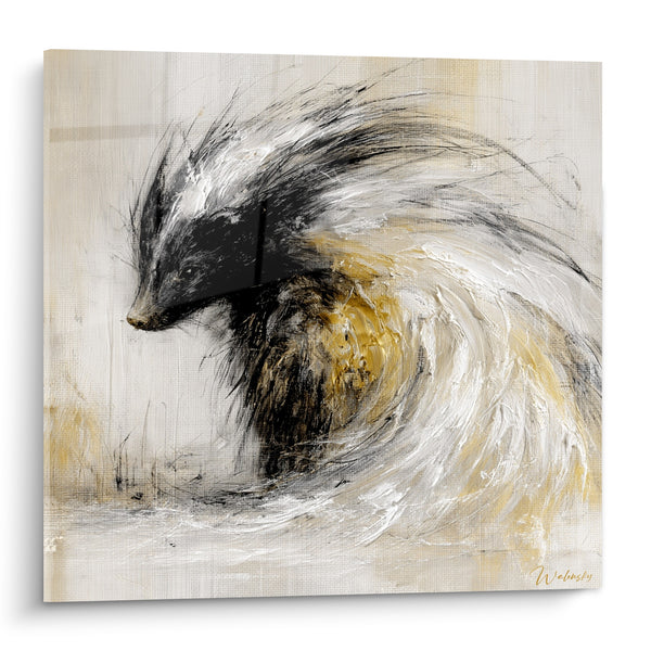 Tableau Blaireau noir aux touches dorées - Tourbillon sauvage - Edition Blaireau