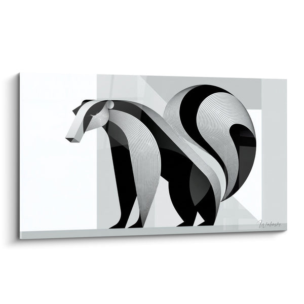 Tableau Blaireau graphique en rubans noirs et blancs - Ligne en mouvement - Edition Blaireau