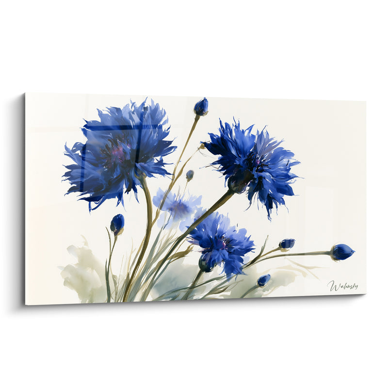 Tableau Bouquet de bleuets bleu ivoire éclatant - Cueillette matinale - Edition Bleuet