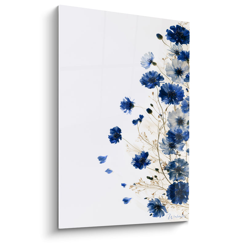 Tableau Bleuets bleu marine et blanc cassé - Souffle printanier - Edition Bleuet