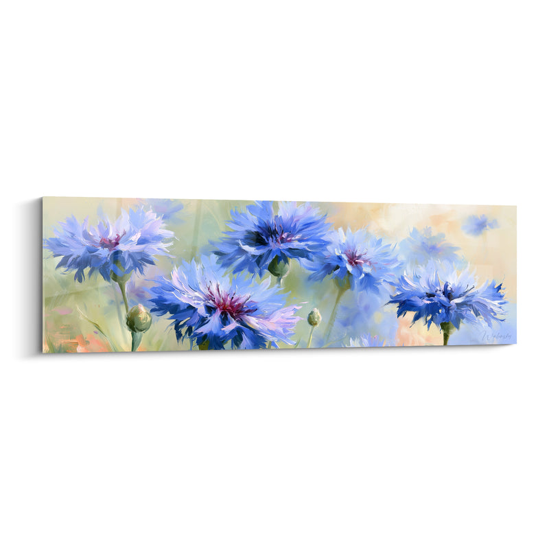 Tableau Bleuets bleu et lilas à touches empâtées - Rangée en enfilade - Edition Bleuet