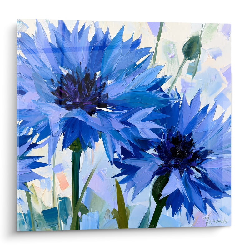 Tableau Bleuets bleu marine et blanc crème - Éveil du jardin - Edition Bleuet