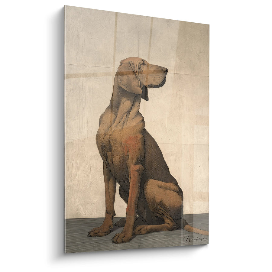 Tableau Chien Limier Assis Profil Noble - Élégance Canine - Edition Bloodhound