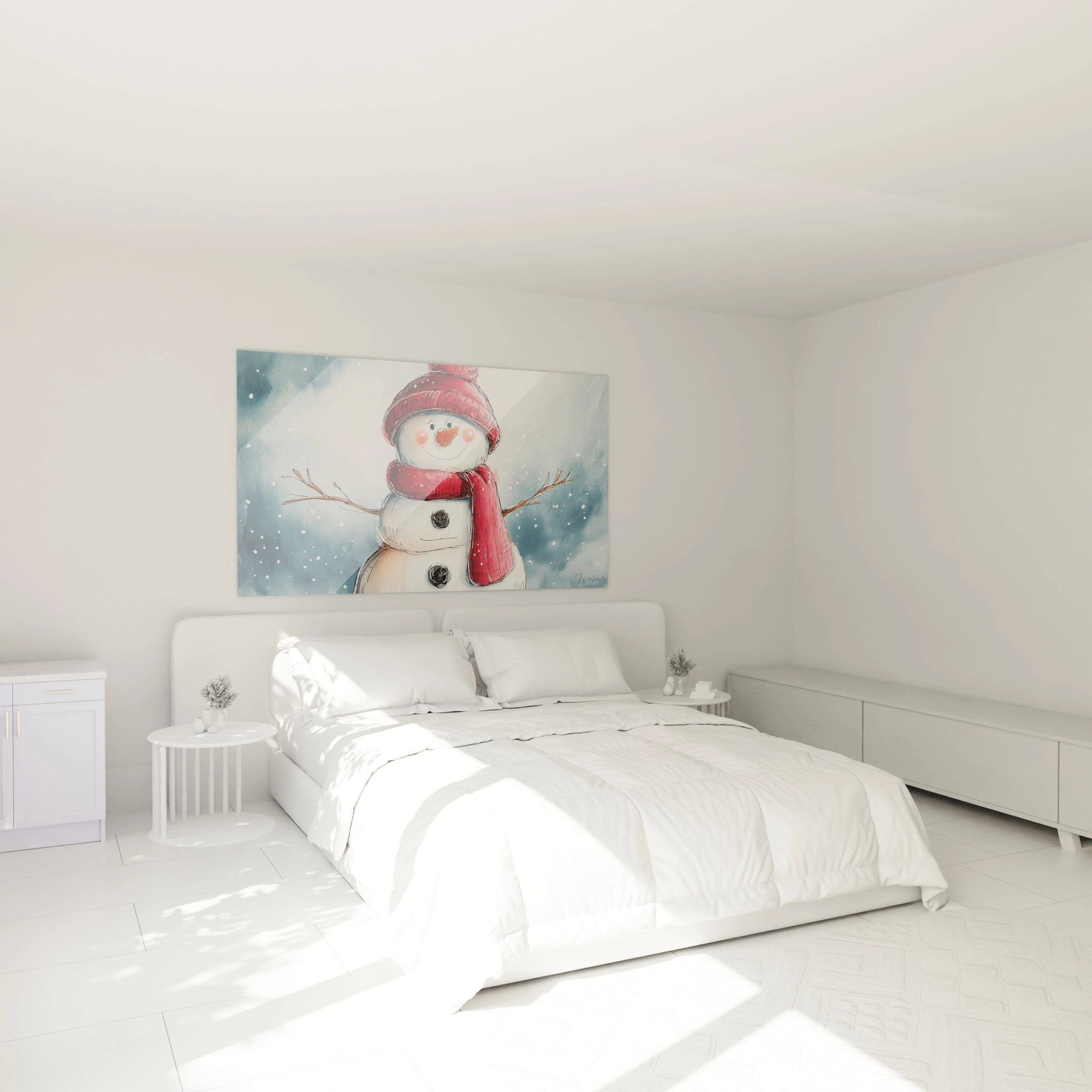 Tableau bonhomme de neige Noel de Walensky pour décoration murale moderne et festive