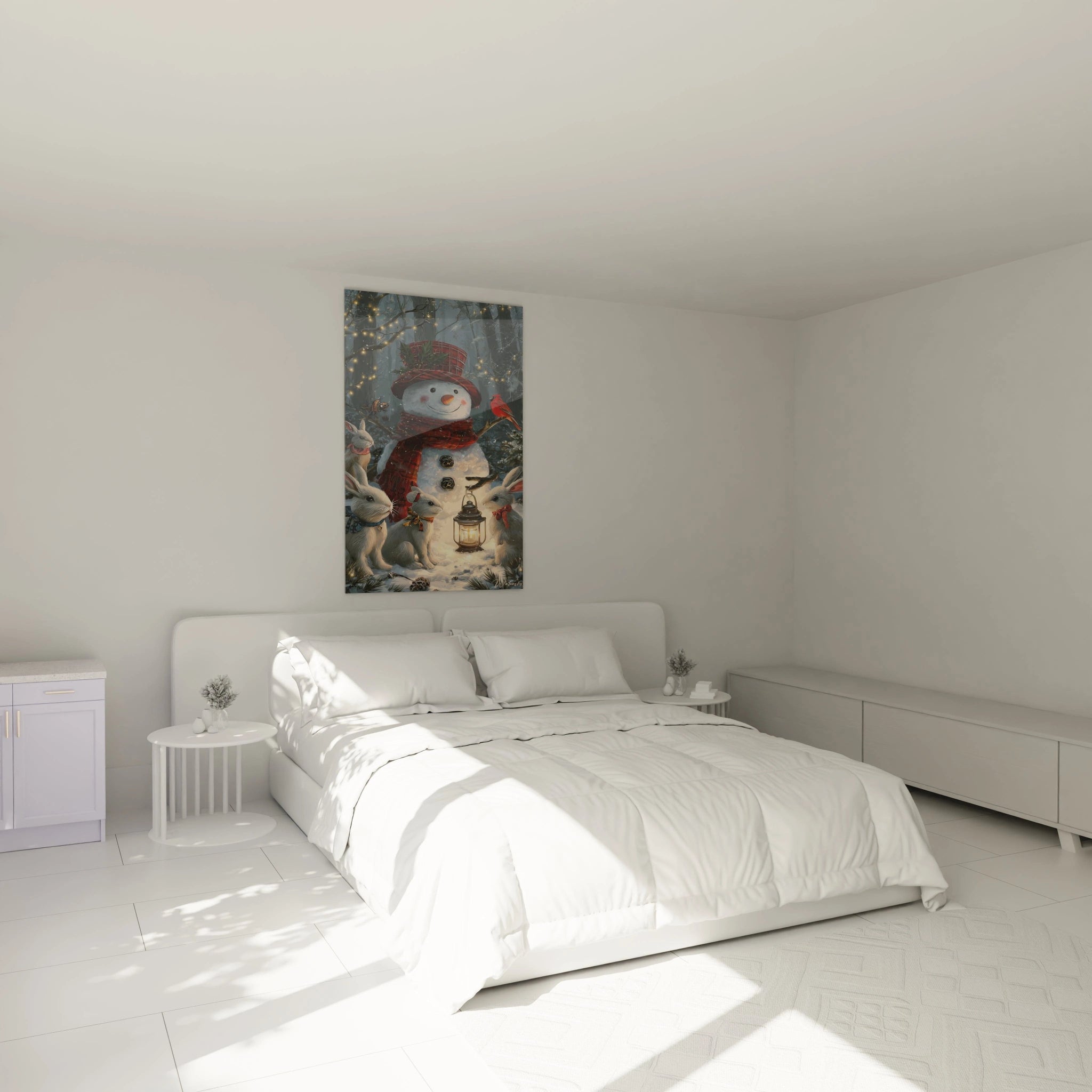 Tableau bonhomme de neige Noël décoratif pour une ambiance festive dans la chambre