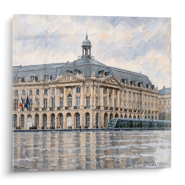 Tableau Place de la Bourse pierre blonde et miroir d'eau - Reflets silencieux - Edition Bordeaux  Nouvelle-Aquitaine  France