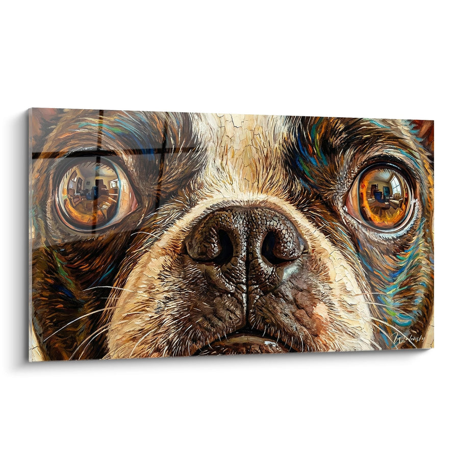 Tableau Portrait Canin aux Yeux Dorés Expressifs - Regard Intense - Edition Boston Terrier