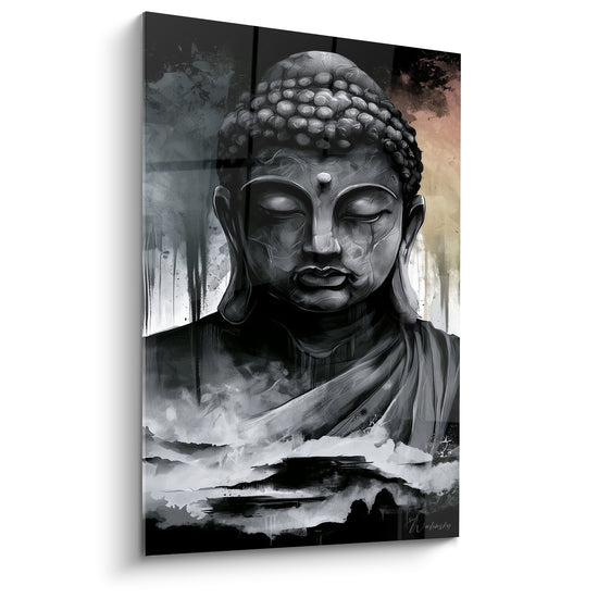 Painting Grey and Black Statue with Ink Runs - Coral Sky Cloudy - Buddha Edition