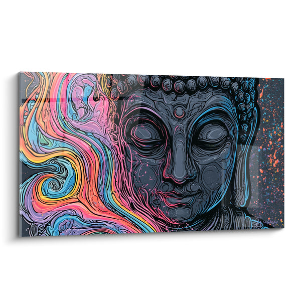 Anthracite Face with Multicolored Whirls - Meditative Whirl - Buddha Edition