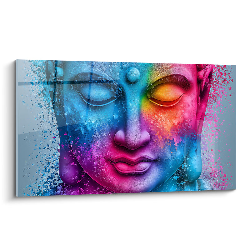 Tableau Visage bleu et rose en éclats - Dispersion méditative - Edition Bouddha