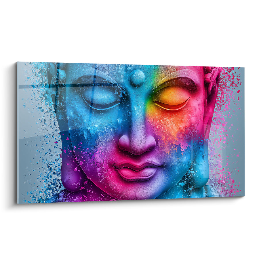 Tableau Visage bleu et rose en éclats - Dispersion méditative - Edition Bouddha