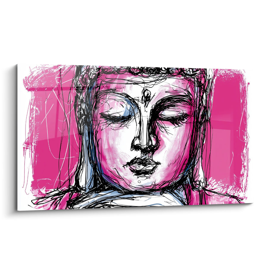 Tableau Visage rose et noir aux traits esquissés - Encre nerveuse au trait - Edition Bouddha