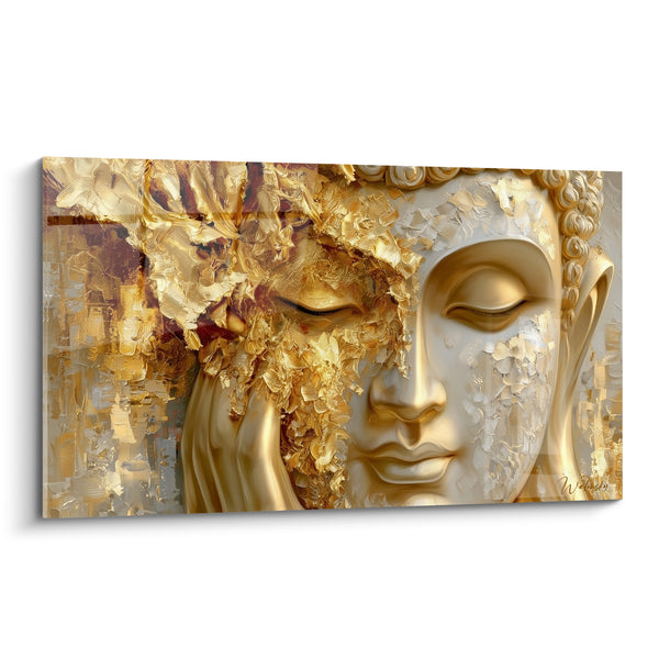 Golden Face Painting with White Sculpted Textures - Golden Serenity - Buddha Edition