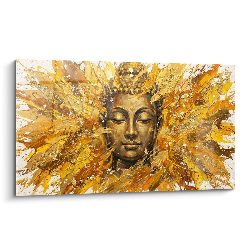Tableau Visage doré aux éclats ambrés - Éveil lumineux - Edition Bouddha
