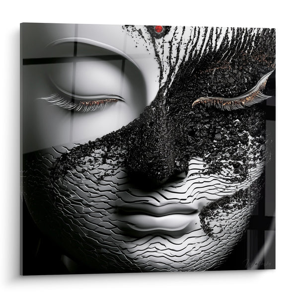 Painting Face with Black and Silver Textures - Inner Fracture - Buddha Edition