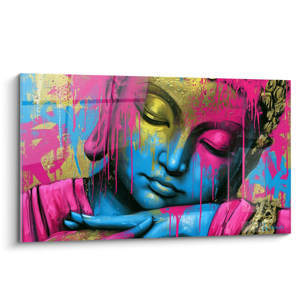 Painting Sleeping Face with Pink and Blue Runs - Radiant Sleep - Buddha Edition