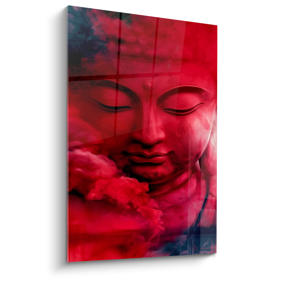 Tableau Visage rouge et bleu nuit aux nuages - Silence incandescent - Edition Bouddha