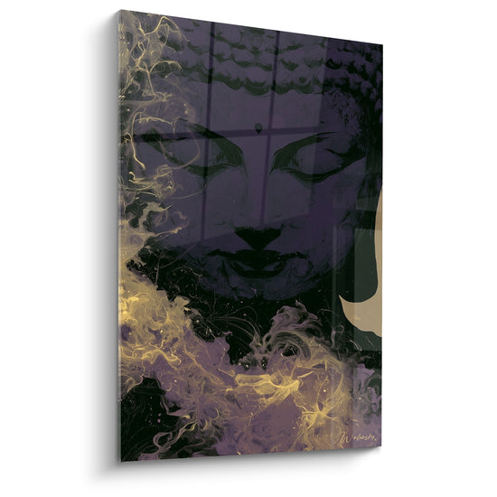 Black and Gold Face Painting with Marbled Swirls - Vitreous Translucent Reflection - Buddha Edition