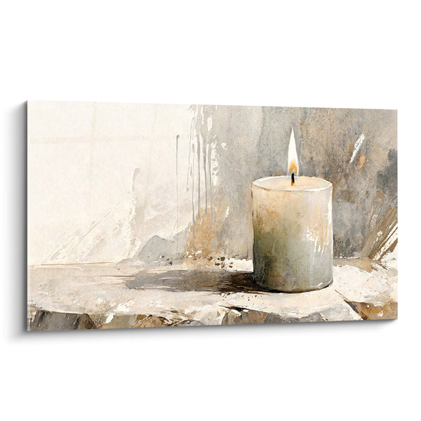 Tableau Bougie ivoire et grise sur roche striée - Ombre portée diffuse - Edition Bougie