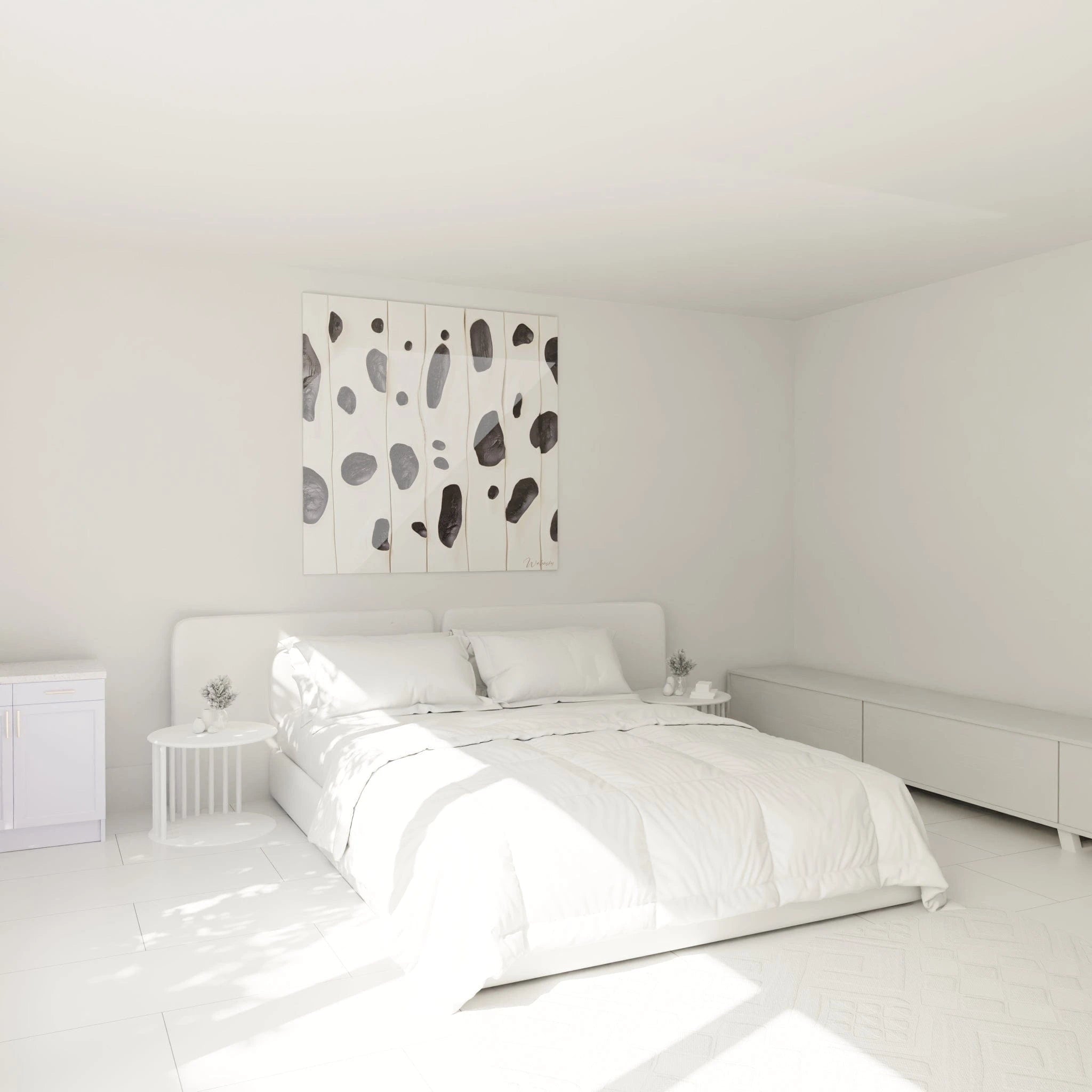 Tableau tacheté noir et blanc de Walensky, décor moderne pour chambre lumineuse