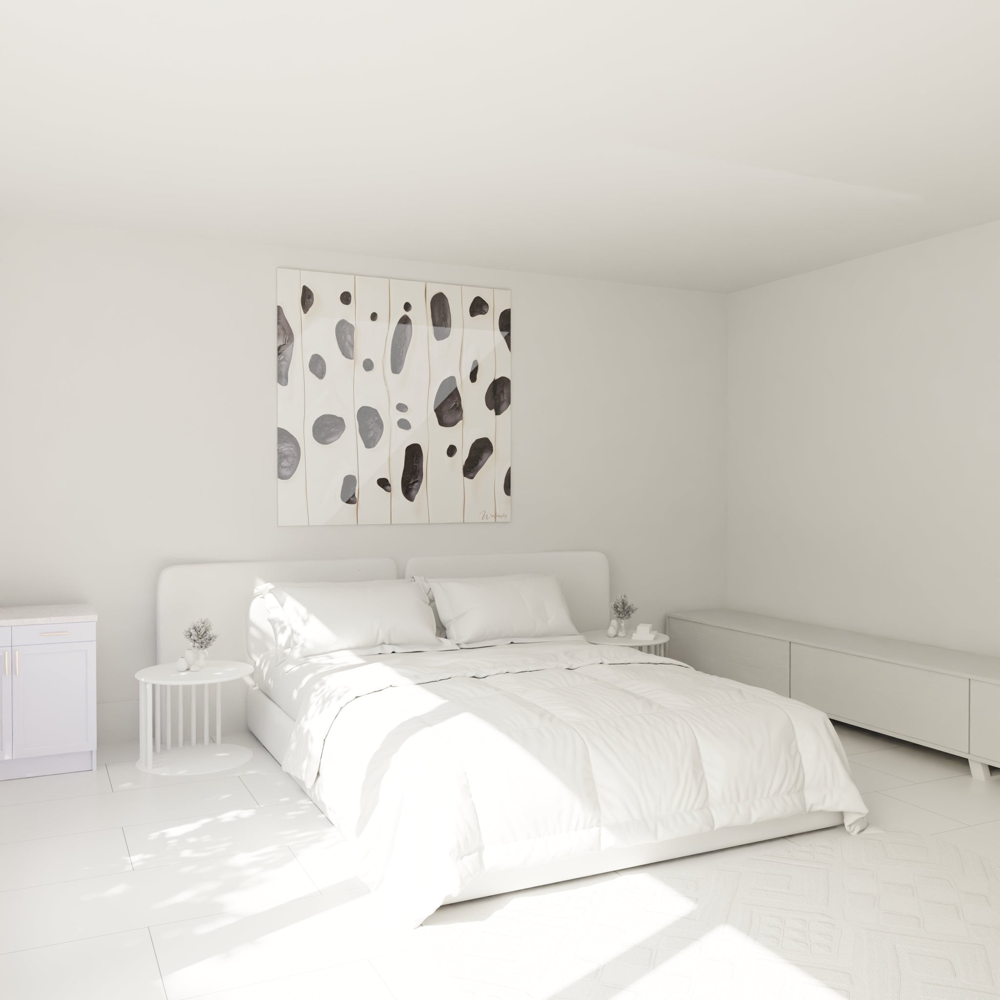 Tableau tacheté noir et blanc de Walensky, décor moderne pour chambre lumineuse