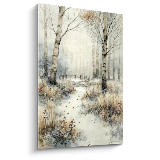 Tableau Bouleaux Passage Sacré - édition hiver