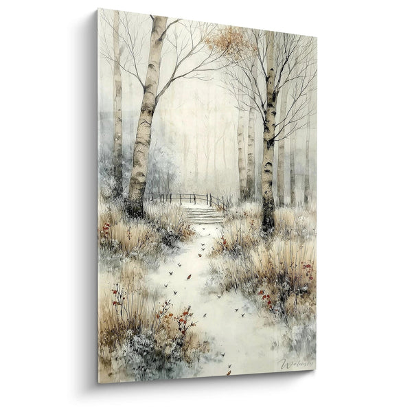 Tableau Bouleaux Passage Sacré - édition hiver