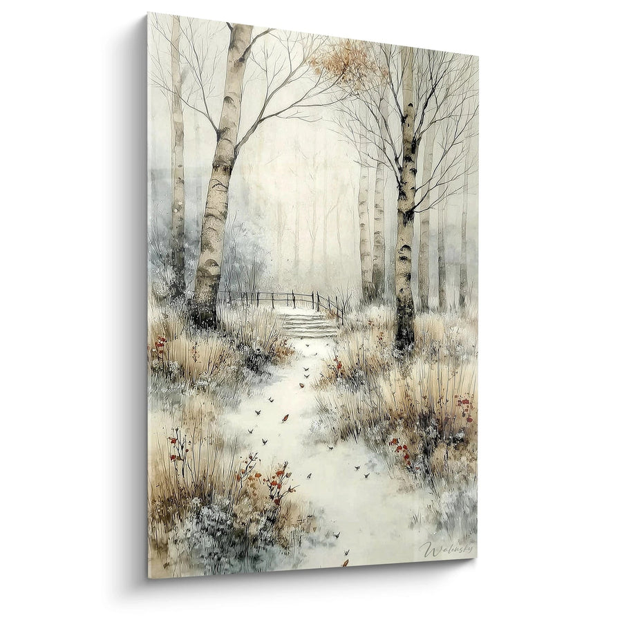 Tableau Bouleaux Passage Sacré - édition hiver