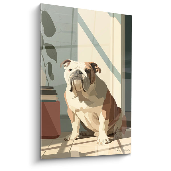 Kandora Engelse Bulldog Zittend in een Straal Zonlicht - Goudkleurig Licht - Editie Engelse Bulldog