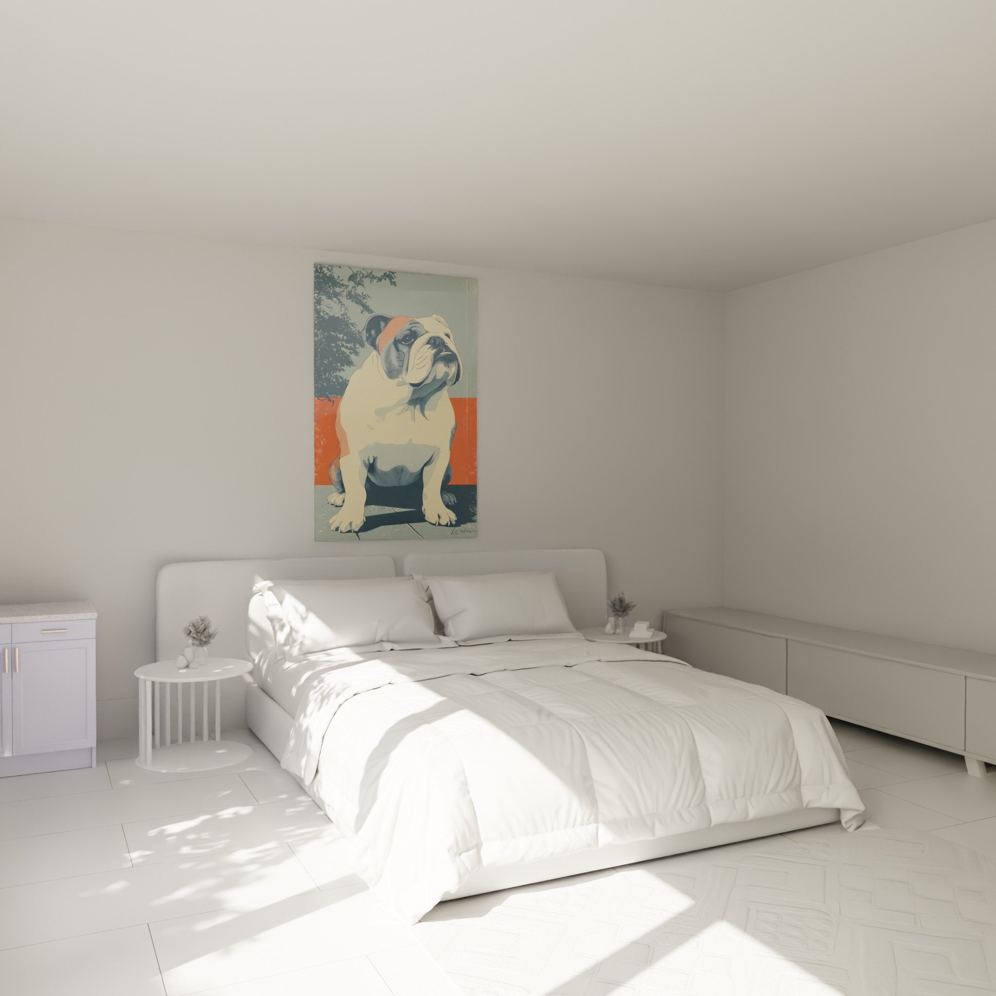 Tableau bouledogue portrait moderne accroche au mur chambre decoration contemporaine