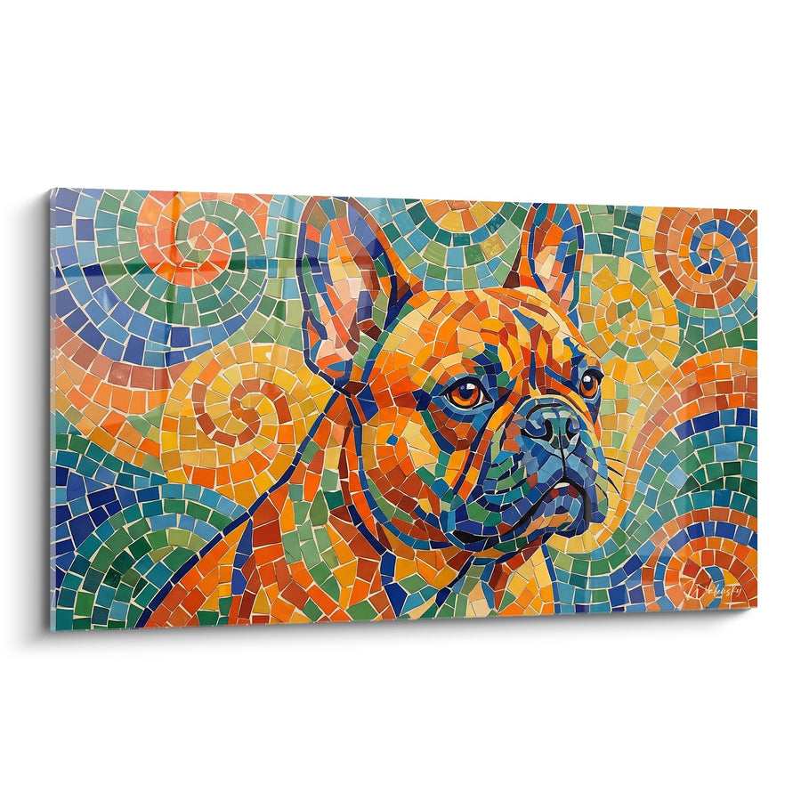 Tableau Bouledogue Français Mosaïque Colorée - Explosion de Couleurs - Edition Tableau Bouledogue Francais