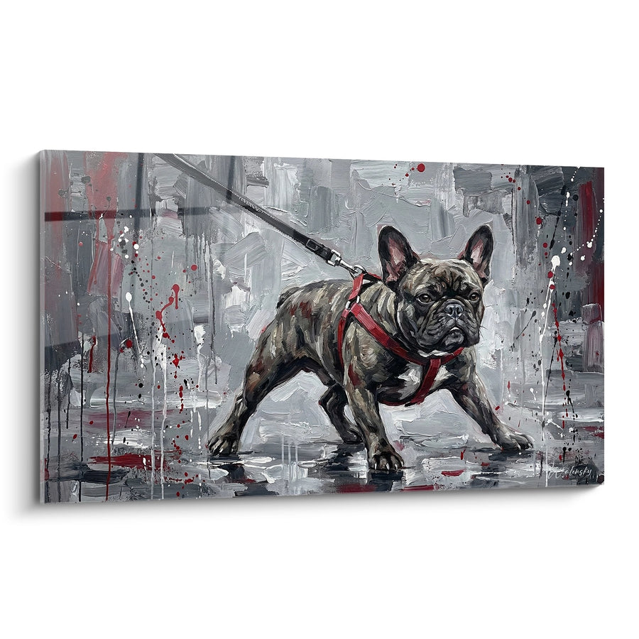 Tableau Bouledogue Français Bringé sur Fond Urbain Graffiti - Art Contemporain - Edition Tableau Bouledogue Francais