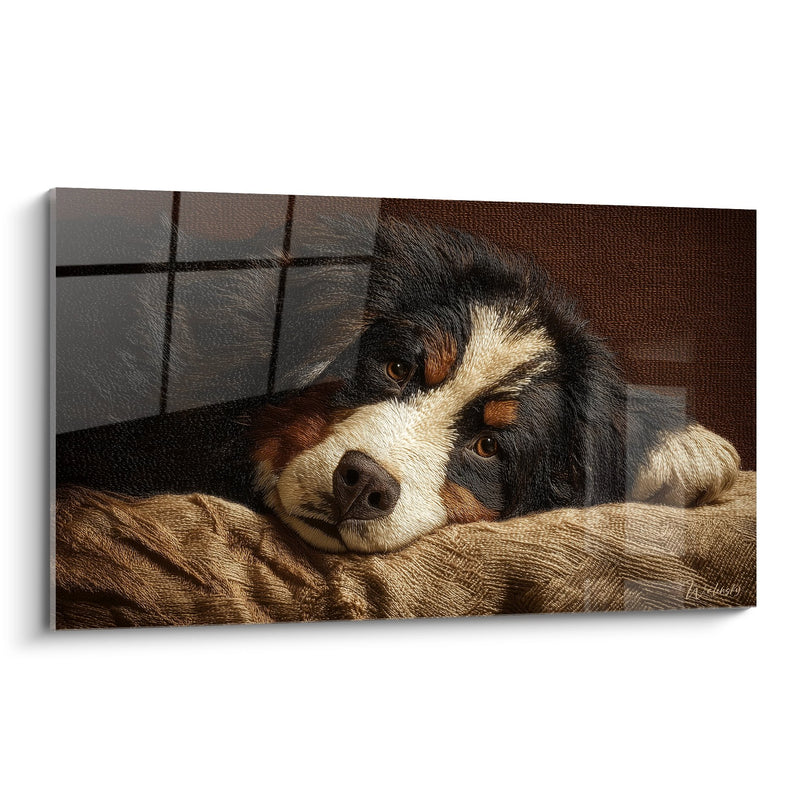 Bernese Mountain Dog Lying Down with Tender Eyes - Complicit Gaze - Bernese Mountain Dog Edition