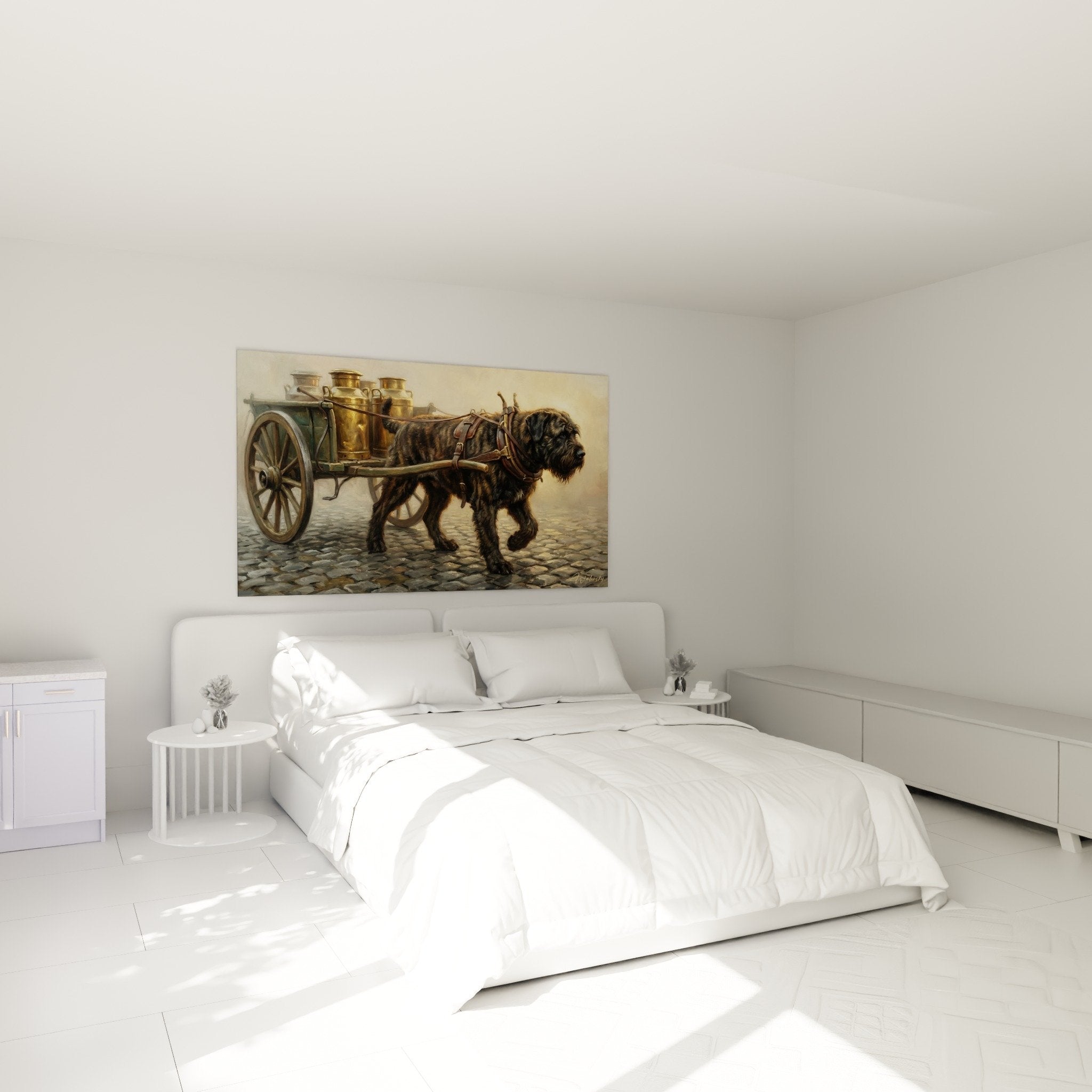 Quadro Bovaro delle Fiandre carretto latte decorazione murale camera ambiente nostalgico vintage