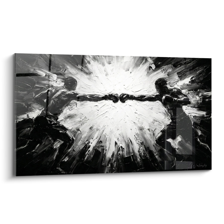 Tableau Boxeurs noir et blanc gants percutants - Choc frontal - Edition Boxe