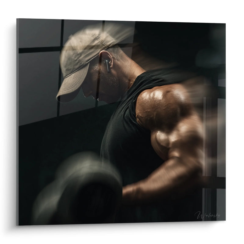 Tableau Boxeur Entraînement - Force et Détermination - Edition sports noir et blanc