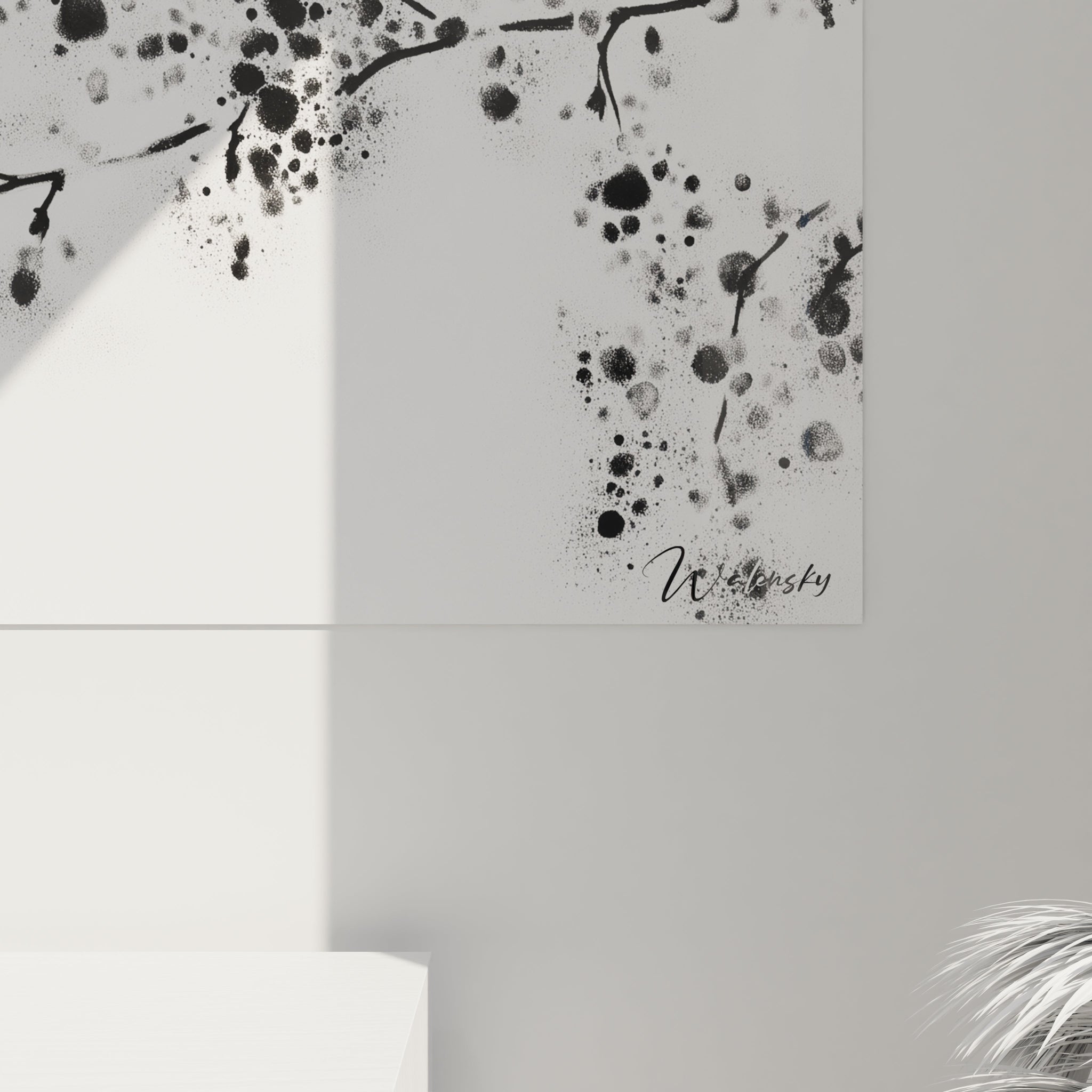 Tableau Branche Éternelle Blanche - édition tachetée noir et blanc