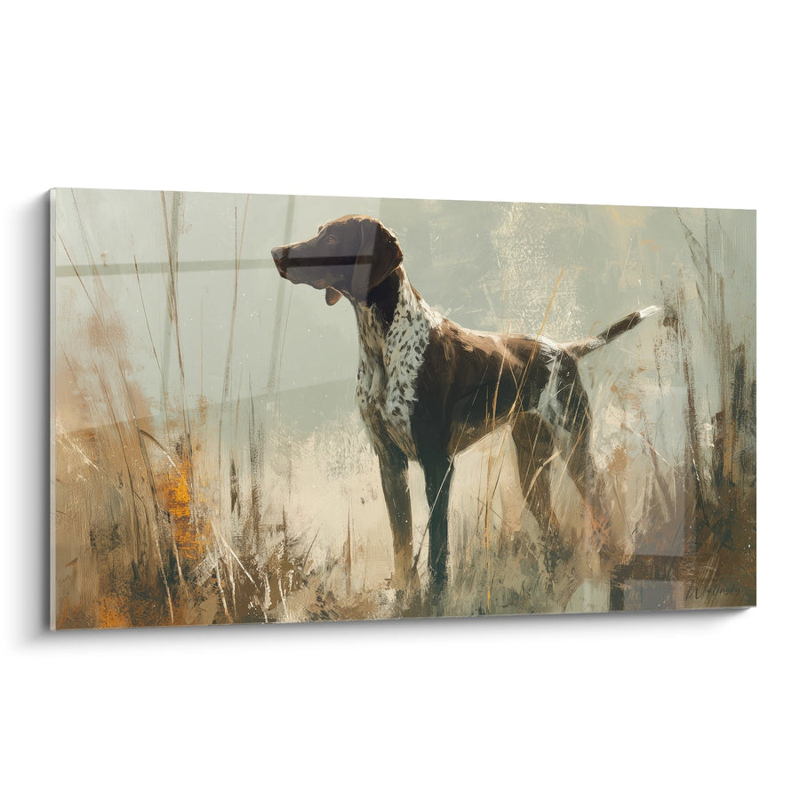Tableau Chien de Chasse en Arrêt dans les Herbes - Élégance Naturelle - Edition Braque Allemand
