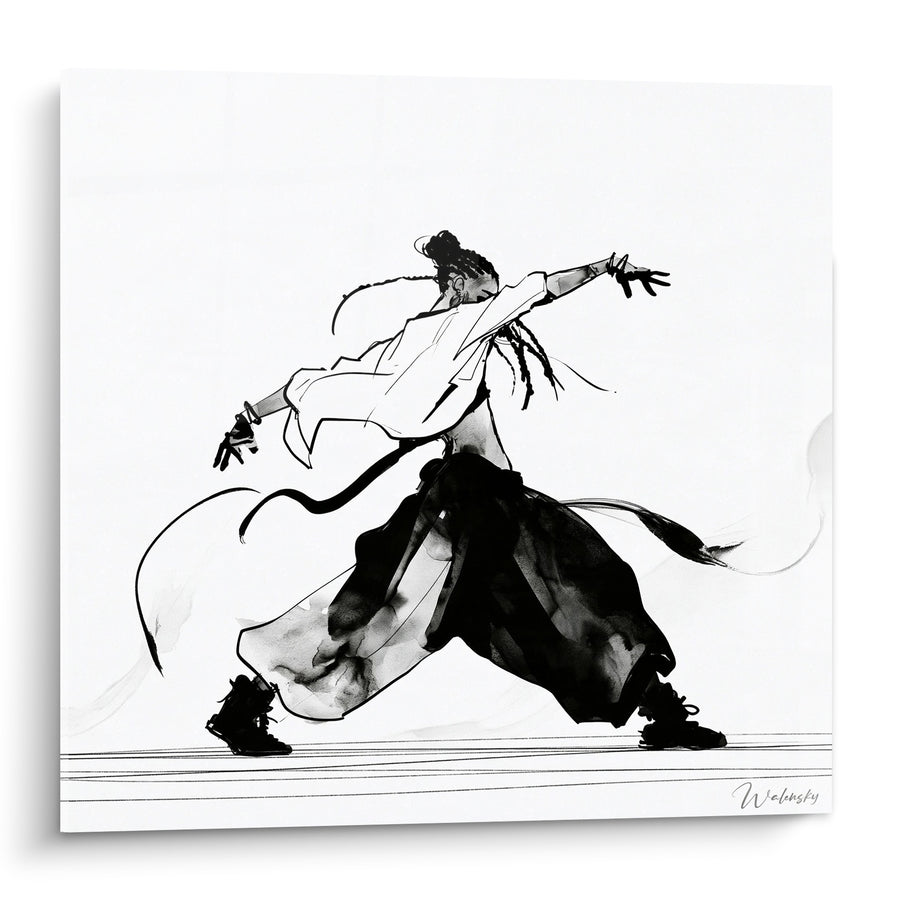 Tableau Danseur noir et blanc pantalon ample - Élan figé - Edition Breakdance
