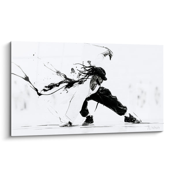 Tableau Danseur casquette noire mèches encre - Fulgurance urbaine - Edition Breakdance