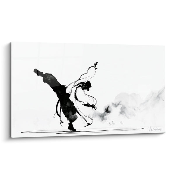 Tableau Danseur breakdance encre noire et blanche - Suspension aérienne - Edition Breakdance