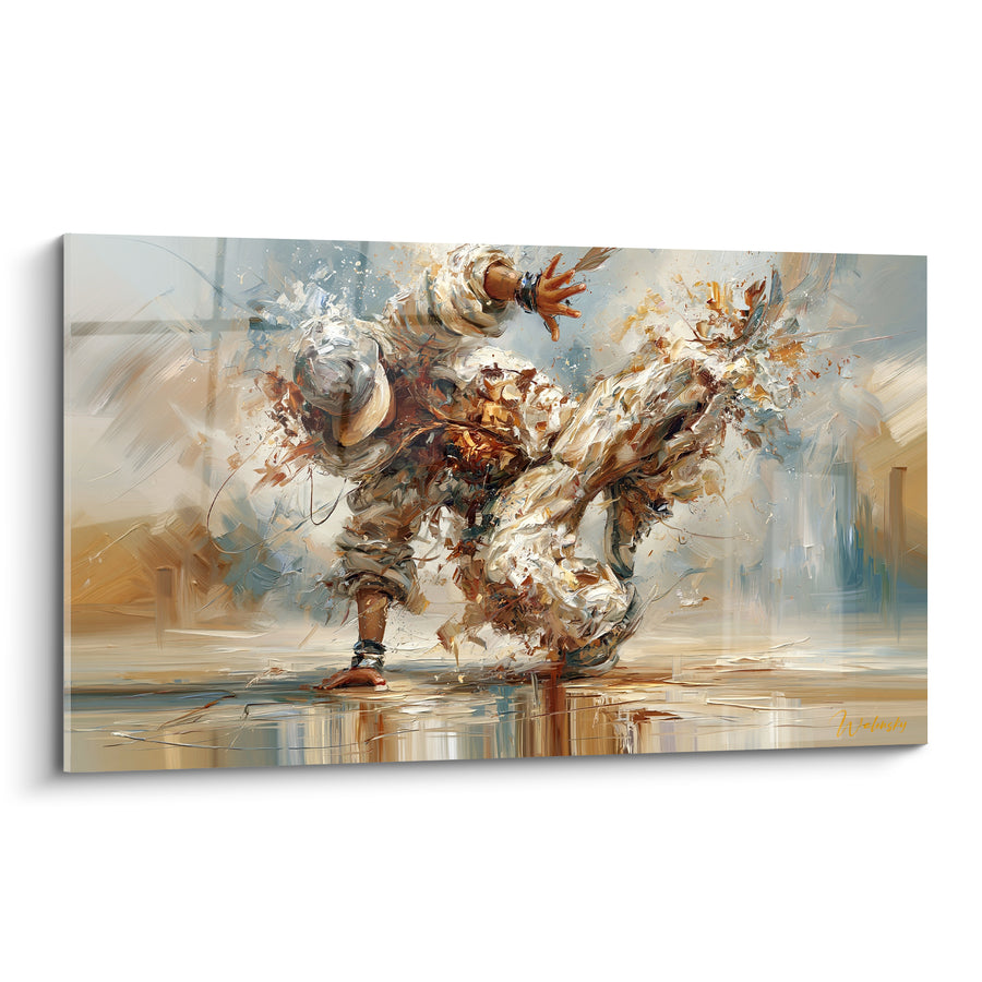Tableau Danseur blanc et ocre jambe éclatée - Fragmentation du corps - Edition Breakdance