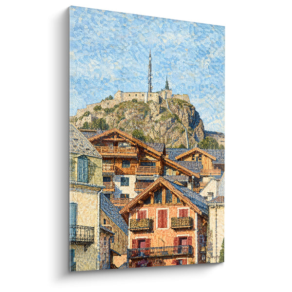 Quadro Forte di Briançon e chalet terracotta - Sguardo sulla valle - Edizione Briançon Provenza-Alpi-Costa Azzurra Francia
