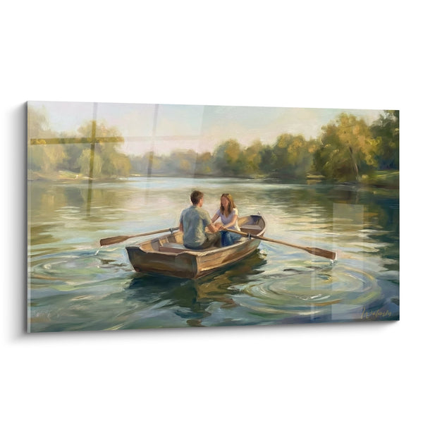 Cuadro paisaje urbano matutino dorado reflejos acuáticos - Despertar de la ciudad - Edición Brooklyn