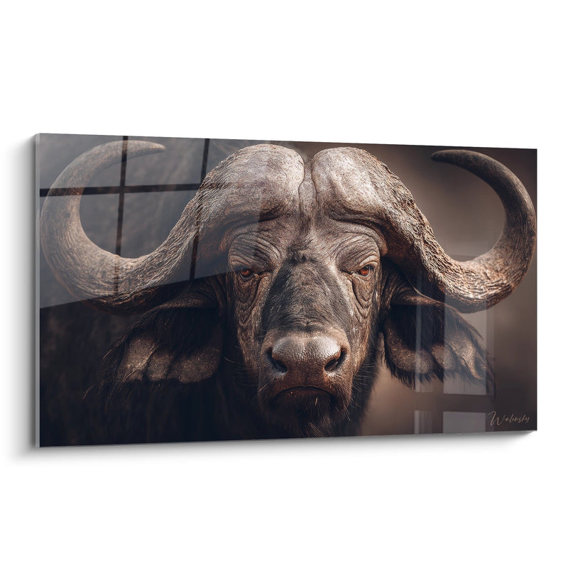 African Buffalo Painting Majestic Portrait - Wild Gaze - Buffalo Edition